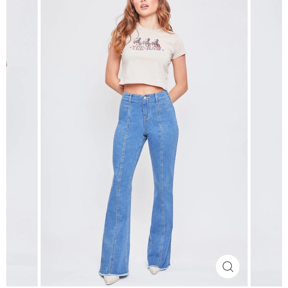 YMI High Rise Flare Jeans With Front Seam - Style # P82356 Cut # 50341 Size 9/29
